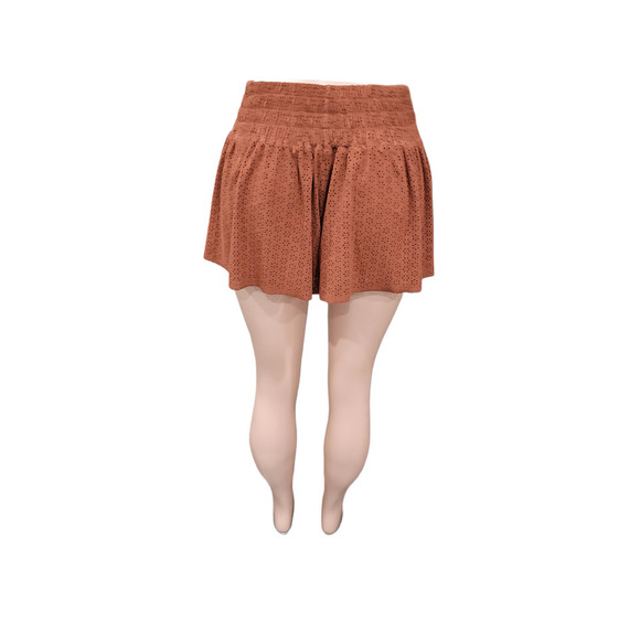 ZARA Faux Vegan Suede Lasercut Elastic Drawstring Pull On Shorts Size Small - Picture 5 of 10
